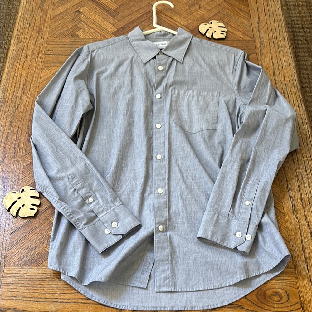 Calvin Klein Gray Button-Up Shirt